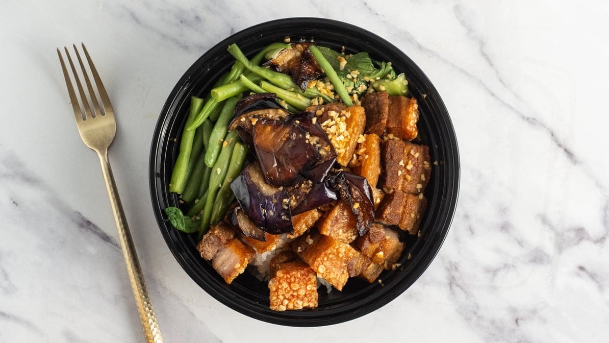 Crispy Kare Kare Bowl with Rice.